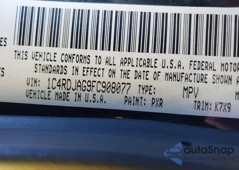 2015 Dodge Durango Sxt z USA, uszkodzony, nr VIN 1C4RDJAG9FC908077